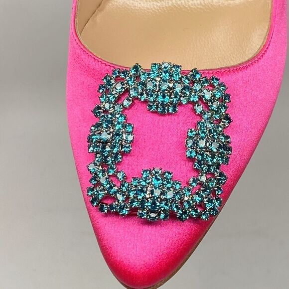 Manolo Blahnik Hangisi 105 Embellished Satin Pumps size 39 - Picture 8 of 15